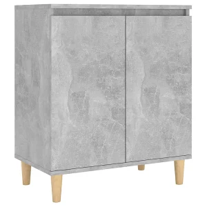 Dressoir met houten poten 60x35x70 cm bewerkt hout betongrijs Dressoir met houten poten 60x35x70 cm bewerkt hout betongrijs