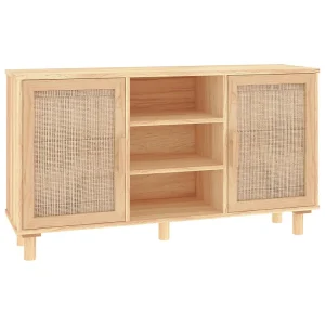 Dressoir 105x30x60 cm massief grenenhout en rattan bruin Dressoir 105x30x60 cm massief grenenhout en rattan bruin