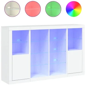 Dressoirs met LED-verlichting 3 st bewerkt hout wit Dressoirs met LED-verlichting 3 st bewerkt hout wit