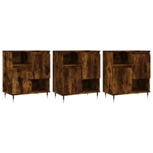 Dressoirs 3 st bewerkt hout gerookt eikenkleurig Dressoirs 3 st bewerkt hout gerookt eikenkleurig