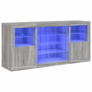 Dressoir met LED-verlichting 142,5x37x67 cm grijs sonoma Dressoir met LED-verlichting 142,5x37x67 cm grijs sonoma