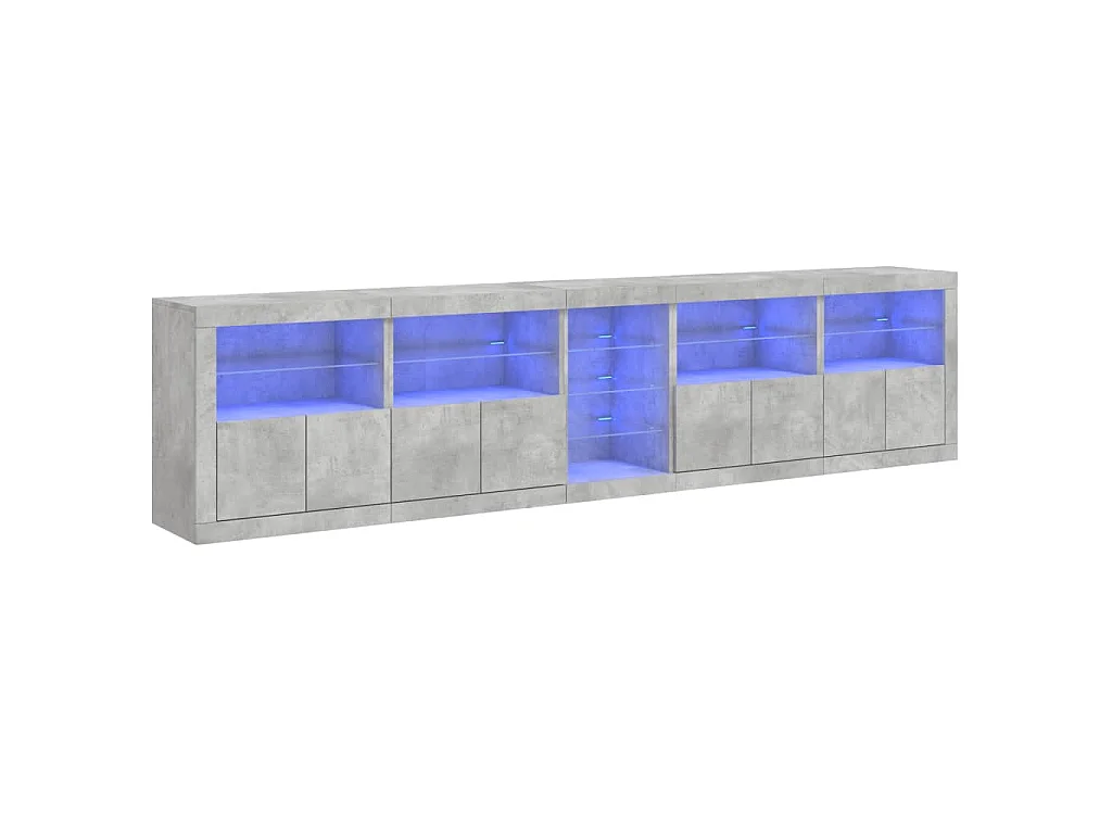 Dressoir met LED-verlichting 283x37x67 cm betongrijs