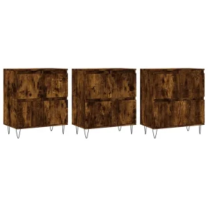 Dressoirs 3 st bewerkt hout gerookt eikenkleurig Dressoirs 3 st bewerkt hout gerookt eikenkleurig