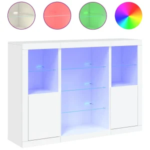 Dressoirs met LED-verlichting 3 st bewerkt hout wit Dressoirs met LED-verlichting 3 st bewerkt hout wit