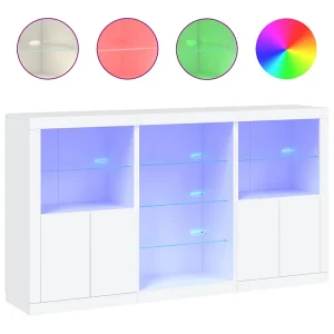 Dressoir met LED-verlichting 181,5x37x100 cm wit