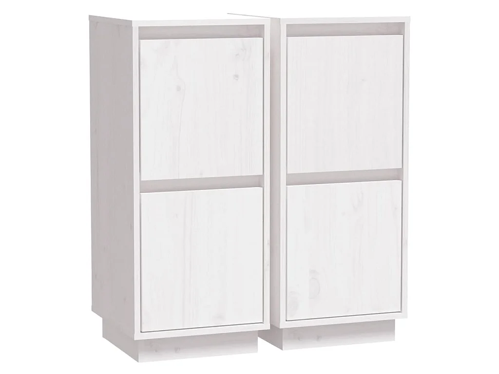 Dressoirs 2 st 31,5x34x75 cm massief grenenhout wit