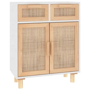 Dressoir 60x30x75 cm massief grenenhout en rattan wit Dressoir 60x30x75 cm massief grenenhout en rattan wit