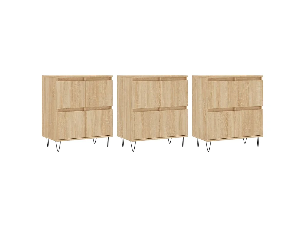 Dressoirs 3 st bewerkt hout sonoma eiken