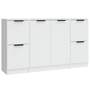 Dressoirs 3 st bewerkt hout wit Dressoirs 3 st bewerkt hout wit