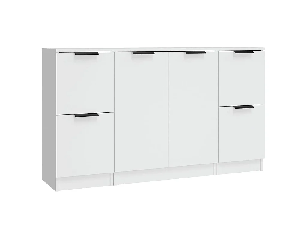 Dressoirs 3 st bewerkt hout wit