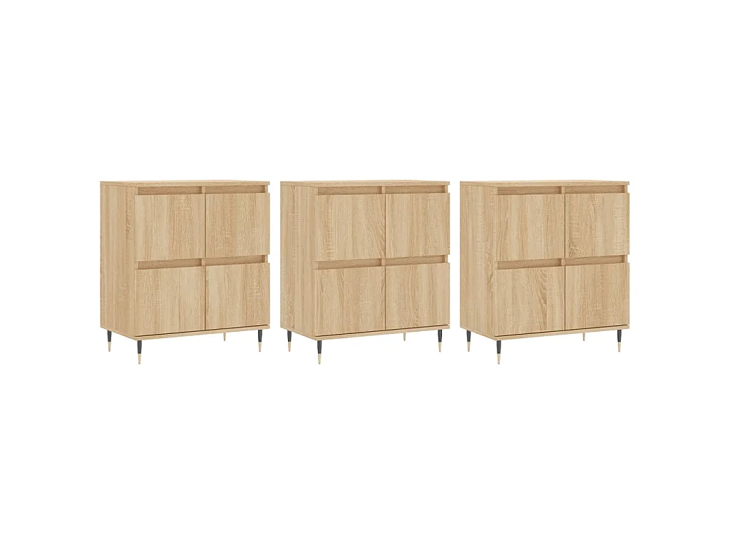 Dressoirs 3 st bewerkt hout sonoma eiken