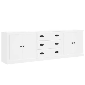Dressoirs 3 st bewerkt hout wit Dressoirs 3 st bewerkt hout wit