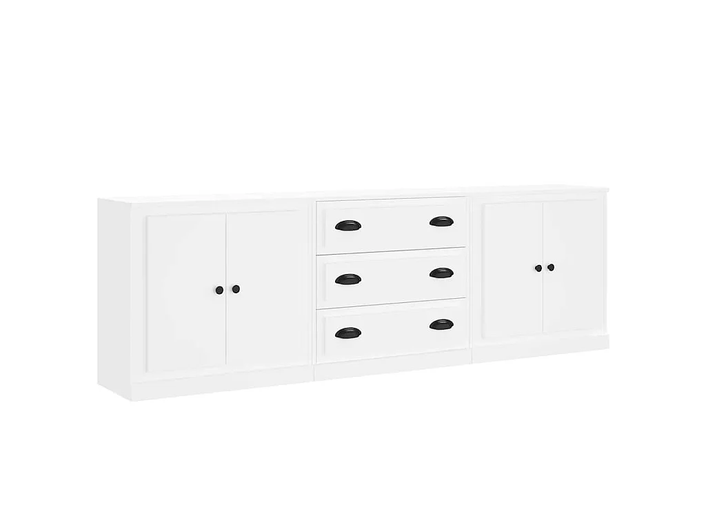 Dressoirs 3 st bewerkt hout wit