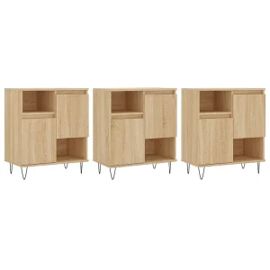 Dressoirs 3 st bewerkt hout sonoma eiken Dressoirs 3 st bewerkt hout sonoma eiken
