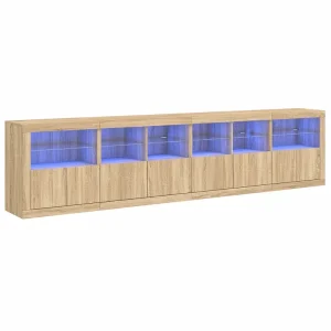 Dressoir met LED-verlichting 283x37x67 cm sonoma eikenkleurig Dressoir met LED-verlichting 283x37x67 cm sonoma eikenkleurig