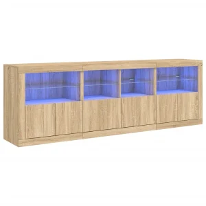Dressoir met LED-verlichting 202x37x67 cm sonoma eikenkleurig