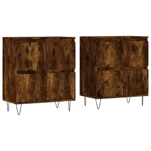 Dressoirs 2 st bewerkt hout gerookt eikenkleurig Dressoirs 2 st bewerkt hout gerookt eikenkleurig