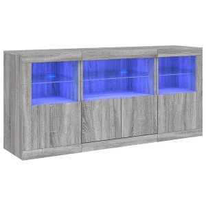 Dressoir met LED-verlichting 142,5x37x67 cm grijs sonoma Dressoir met LED-verlichting 142,5x37x67 cm grijs sonoma