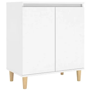 Dressoir met massief houten poten 60x35x70 cm bewerkt hout wit