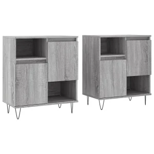 Dressoirs 2 st bewerkt hout grijs sonoma eikenkleurig Dressoirs 2 st bewerkt hout grijs sonoma eikenkleurig