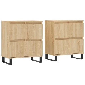 Dressoirs 2 st bewerkt hout sonoma eikenkleurig Dressoirs 2 st bewerkt hout sonoma eikenkleurig