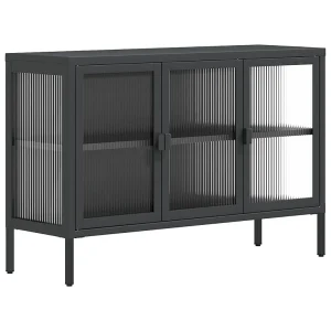 Dressoir 105x35x70 cm glas en staal zwart
