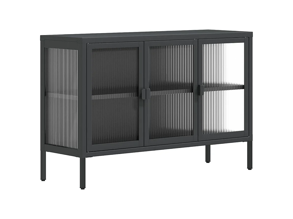 Dressoir 105x35x70 cm glas en staal zwart