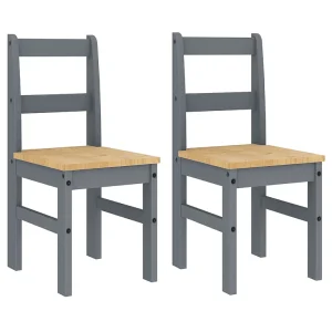 Eetkamerstoelen 2 st PANAMA 40x46x90 cm grenenhout grijs