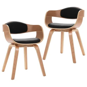 Eetkamerstoelen 2 st gebogen hout en kunstleer