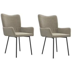 Eetkamerstoelen 2 st fluweel lichtgrijs Eetkamerstoelen 2 st fluweel lichtgrijs