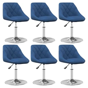 Eetkamerstoelen draaibaar 6 st fluweel blauw