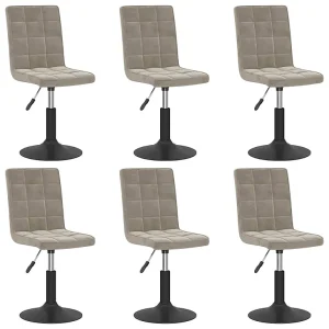 Eetkamerstoelen draaibaar 6 st fluweel lichtgrijs Eetkamerstoelen draaibaar 6 st fluweel lichtgrijs