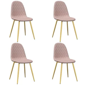 Eetkamerstoelen 4 st fluweel roze