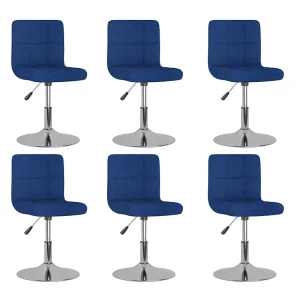 Eetkamerstoelen draaibaar 6 st stof blauw