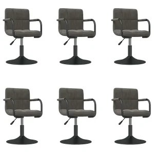 Eetkamerstoelen draaibaar 6 st fluweel donkergrijs Eetkamerstoelen draaibaar 6 st fluweel donkergrijs