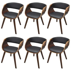 Eetkamerstoelen 6 st kunstleer bruin Eetkamerstoelen 6 st kunstleer bruin