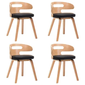 Eetkamerstoelen 4 st gebogen hout en kunstleer zwart Eetkamerstoelen 4 st gebogen hout en kunstleer zwart