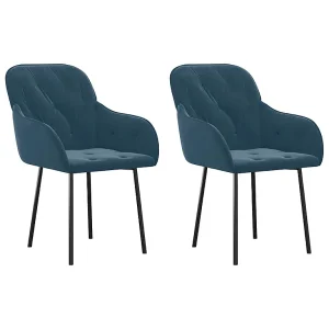 Eetkamerstoelen 2 st fluweel blauw Eetkamerstoelen 2 st fluweel blauw
