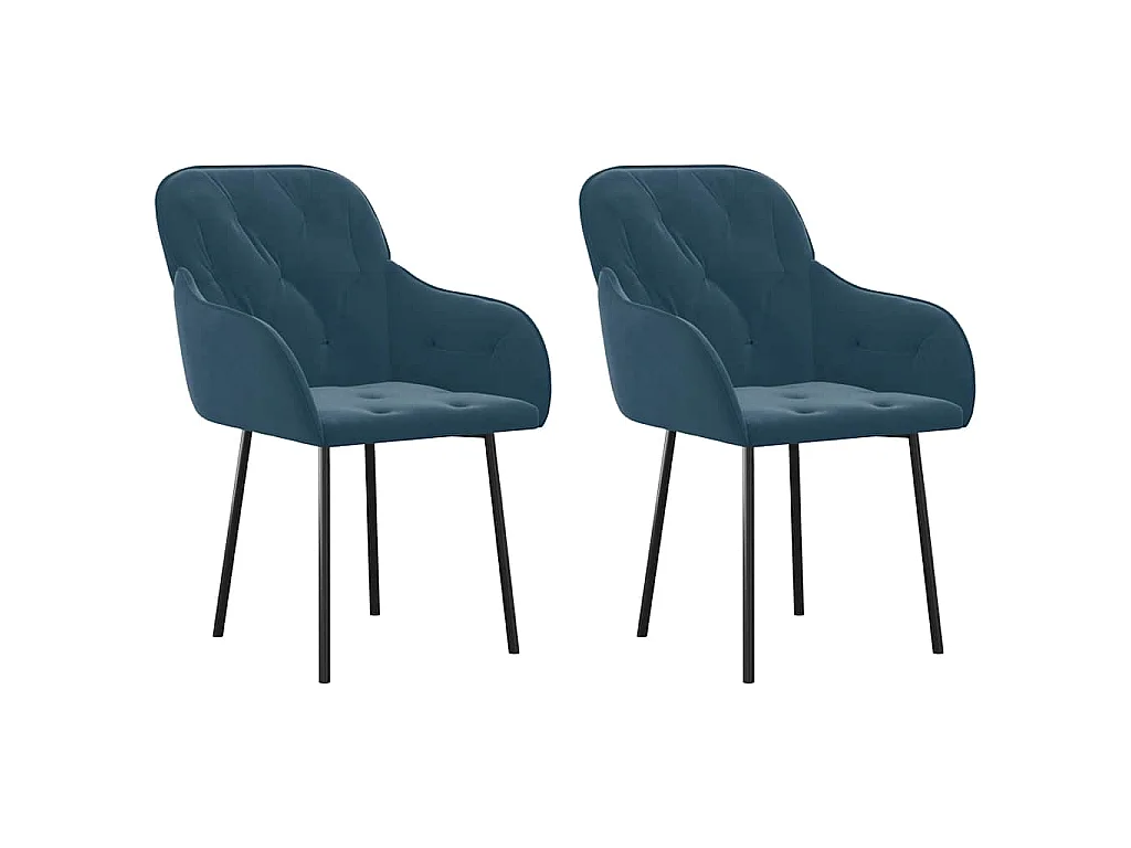 Eetkamerstoelen 2 st fluweel blauw