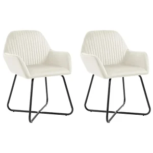 Eetkamerstoelen 2 st fluweel crèmekleurig Eetkamerstoelen 2 st fluweel crèmekleurig