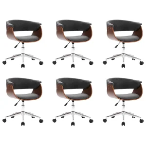 Eetkamerstoelen draaibaar 6 st stof grijs