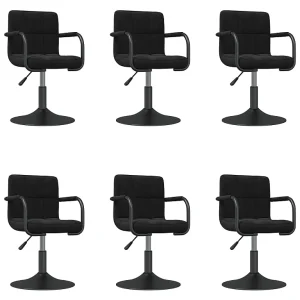 Eetkamerstoelen 6 st draaibaar fluweel zwart Eetkamerstoelen 6 st draaibaar fluweel zwart