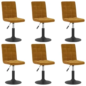 Eetkamerstoelen draaibaar 6 st fluweel bruin