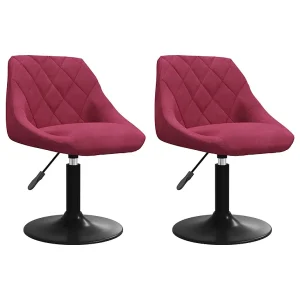 Eetkamerstoelen draaibaar 2 st fluweel wijnrood Eetkamerstoelen draaibaar 2 st fluweel wijnrood