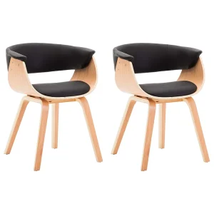 Eetkamerstoelen 2 st gebogen hout en kunstleer