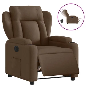 Fauteuil verstelbaar elektrisch stof bruin Fauteuil verstelbaar elektrisch stof bruin