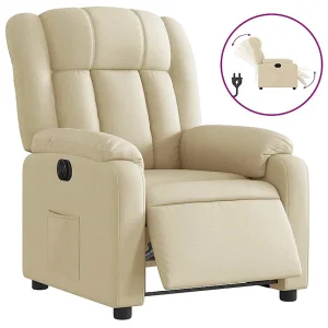 Fauteuil verstelbaar elektrisch stof crèmekleurig Fauteuil verstelbaar elektrisch stof crèmekleurig