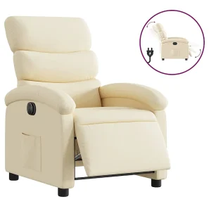 Fauteuil verstelbaar elektrisch stof crèmekleurig Fauteuil verstelbaar elektrisch stof crèmekleurig
