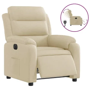 Fauteuil verstelbaar elektrisch stof crèmekleurig Fauteuil verstelbaar elektrisch stof crèmekleurig