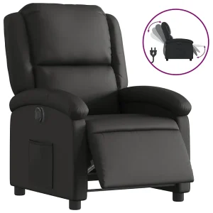 Fauteuil elektrisch verstelbaar echt leer zwart Fauteuil elektrisch verstelbaar echt leer zwart